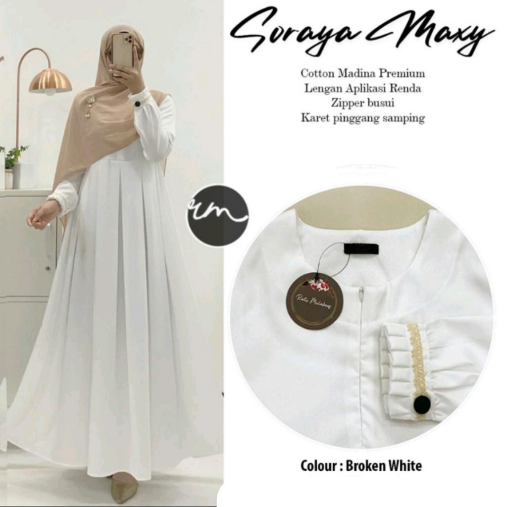 Gamis Wanita Muslim Terbaru Bahan Katun Madinah Dress Wanita Gamis Syari Jumbo ld 120 ld 130 Soraya 