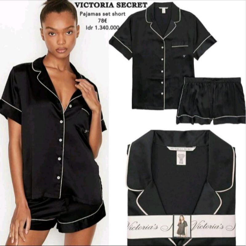 original victoria's secret pajamas set short  piyama VS pendek katun modal victoria