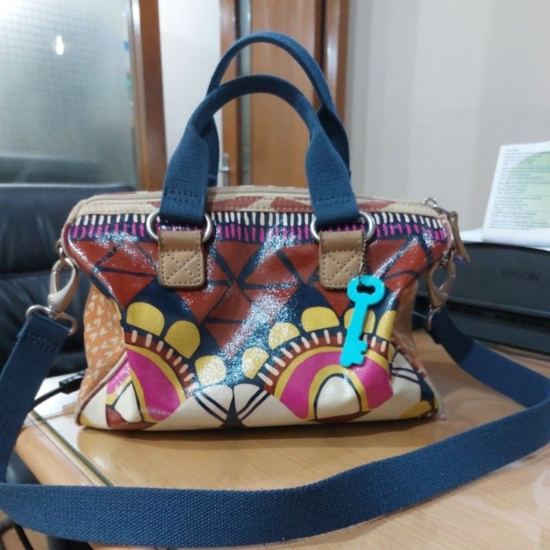 Tas slempang top handle Fossil Keyper Floral Orig. Aut Preloved