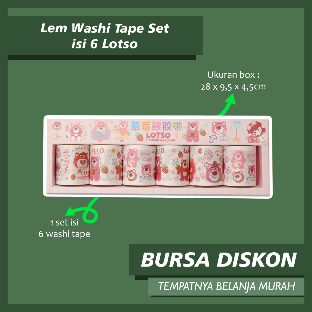 

Lem Washi Tape Set isi 6 Lotso set solatip washi tape alat sekolah jurnal jurnaling kado unik washitape