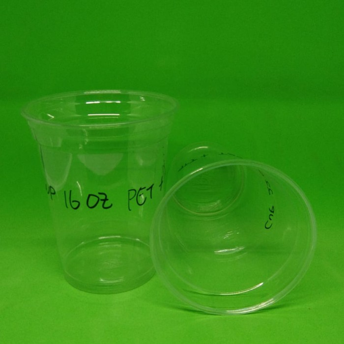GELAS PLASTIK 16 OZ PET + TUTUP SIP / CUP 16 OZ PET + TUTUP SIP@50 PCS