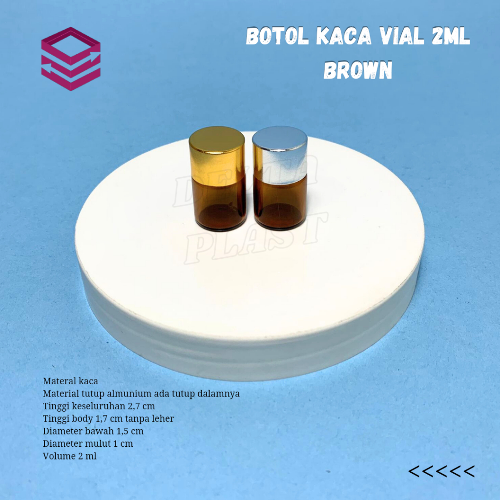 Botol kaca vial 2ml amber tutup almunium / Botol tester, sample parfum 2ml