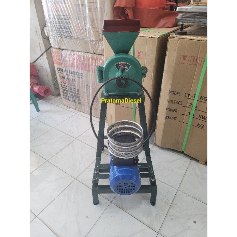 Mesin Giling Tepung Disk Mill FFC15+Dinamo Elektromotor 1HP siap pakai