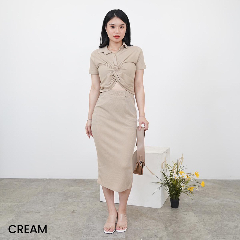 KNIT SET IMAMA / ONE SET ATASAN ROK WANITA / ONE SET RIB KNIT