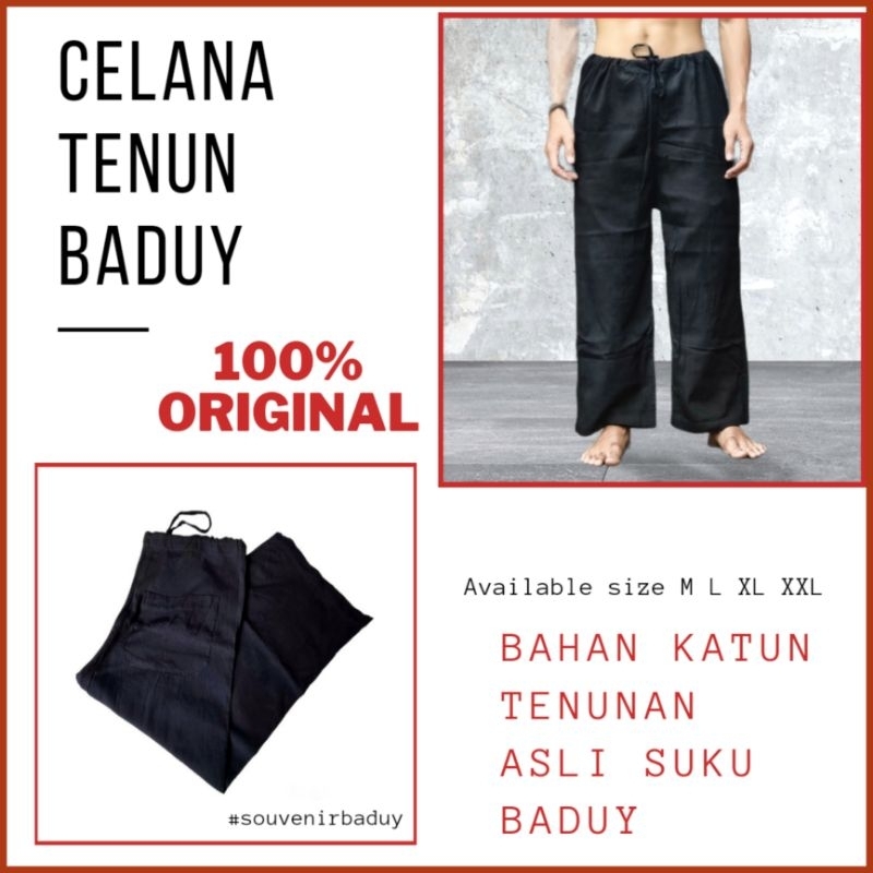 Celana tenun baduy warna hitam bahan katun tenunan asli baduy