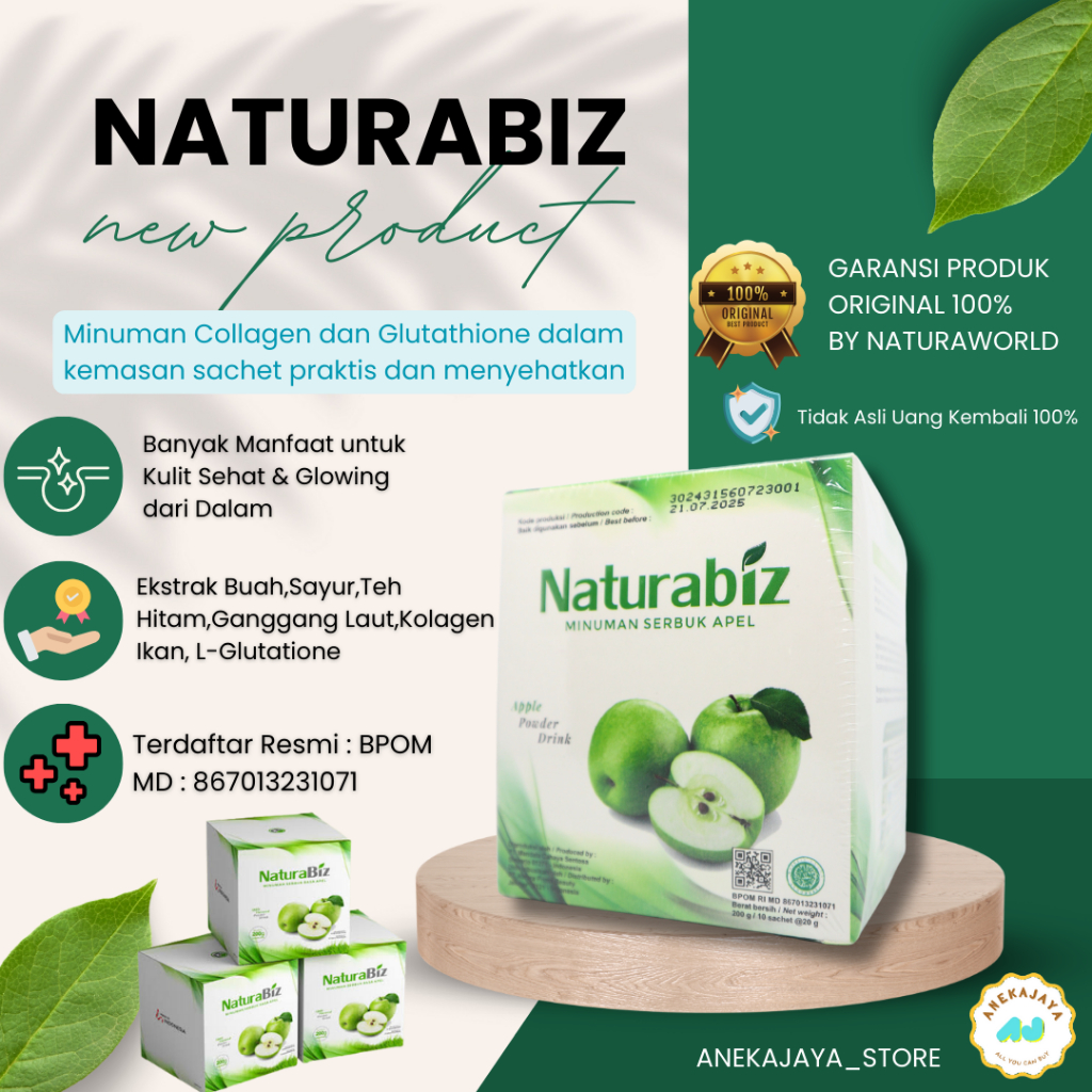 

Naturabiz original Natura World minuman serbuk apel 1 Box 10 sachet.