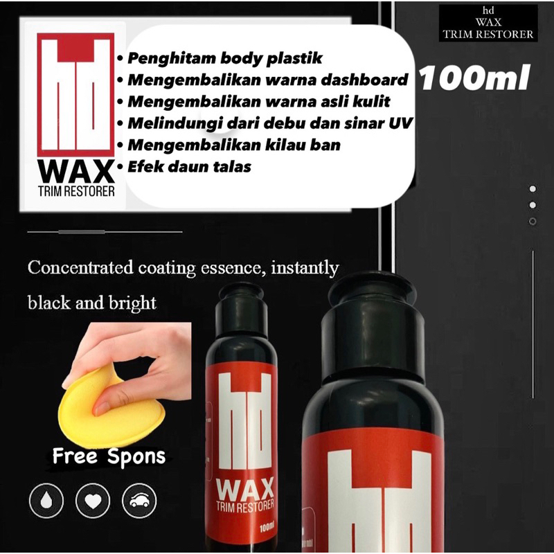 hd Wax Trim Restorer Penghitam Poles Body Plastik Kasar Kulit Semir Ban Kendaraan Dashboard Mobil Mo