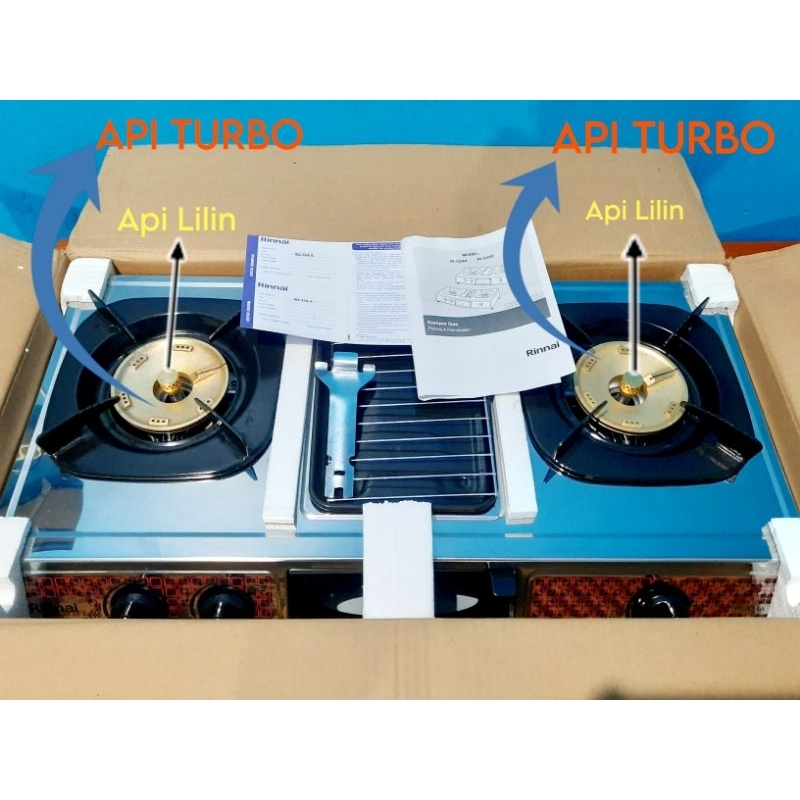 Kompor Gas Rinnai  RI 524 A 3 Tungku + Pemanggang TURBO BURNER + API LILIN LIMITED EDITION