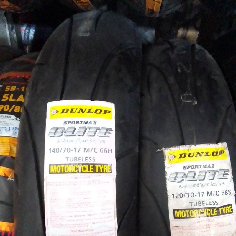 ban Dunlop q-lite ring 17 sepasang depan dan belakang ukuran 120-70/17 dan 140-70/17