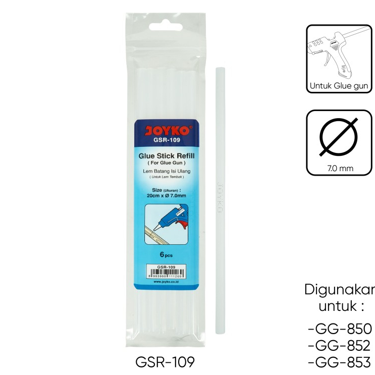 

[ SET ] Glue Stick Refill - Lem Bakar - Isi Lem Tembak Joyko GSR-109 - 6 PCS