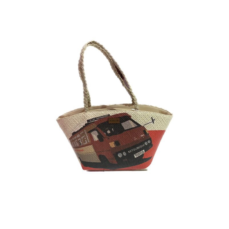 Tas Sampan Decoupage/Tas Anyaman Pandan/Tas Lokal/Tas Bangka/Tas Decoupage