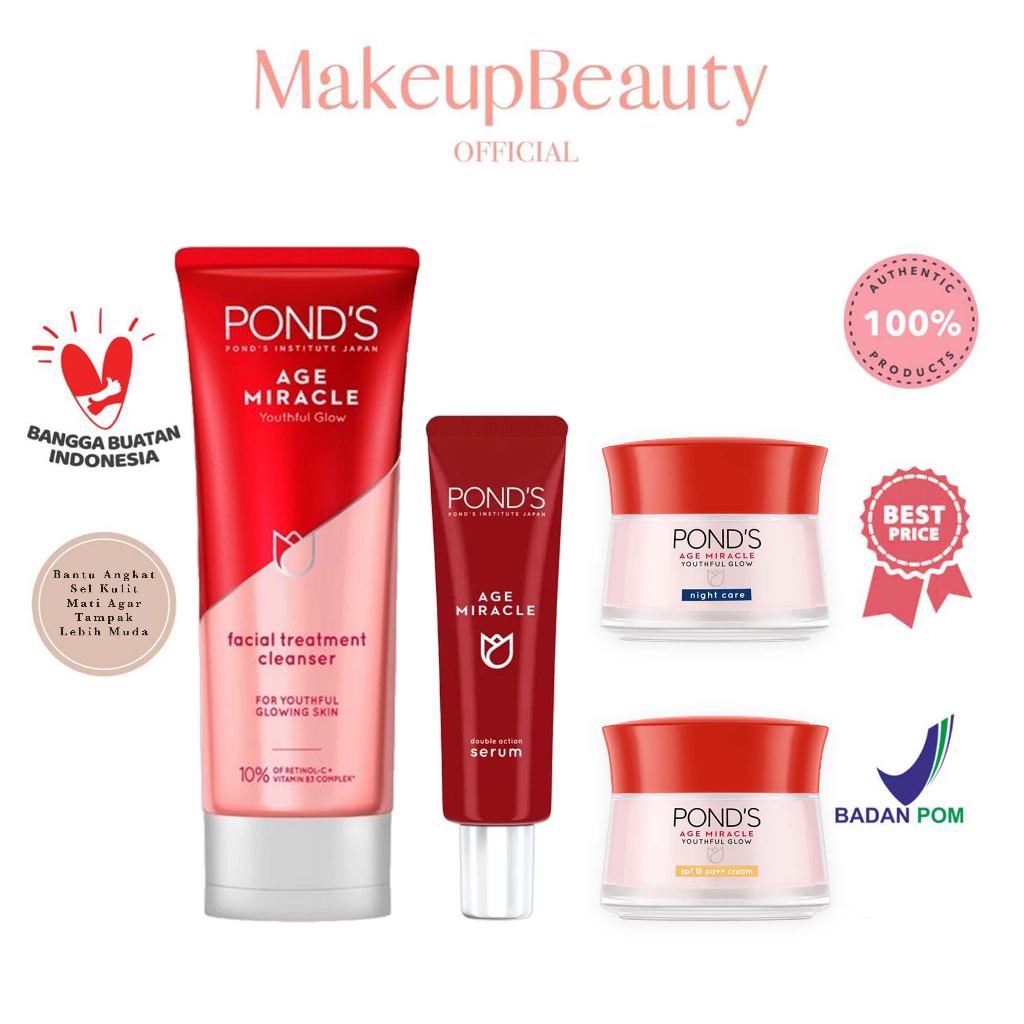 PONDS Age Miracle Anti Aging + Glowing - Day Cream | Night cream | Facial Cleanser | Serum