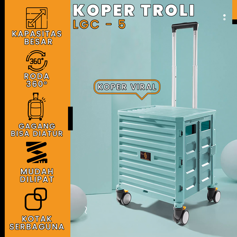 Keranjang Lipat Folded Shopping Cart Keranjang Koper Trolley Troli Lipat Keranjang Belanja Tangga Pet Stroller Trolley -Wonderdekorasi