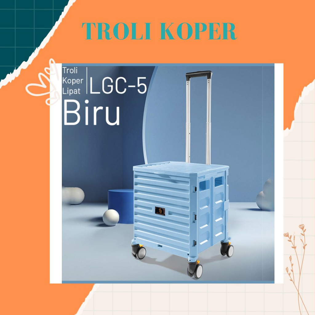 Keranjang Lipat Folded Shopping Cart Keranjang Koper Trolley Troli Lipat Keranjang Belanja Tangga Pet Stroller Trolley -Wonderdekorasi