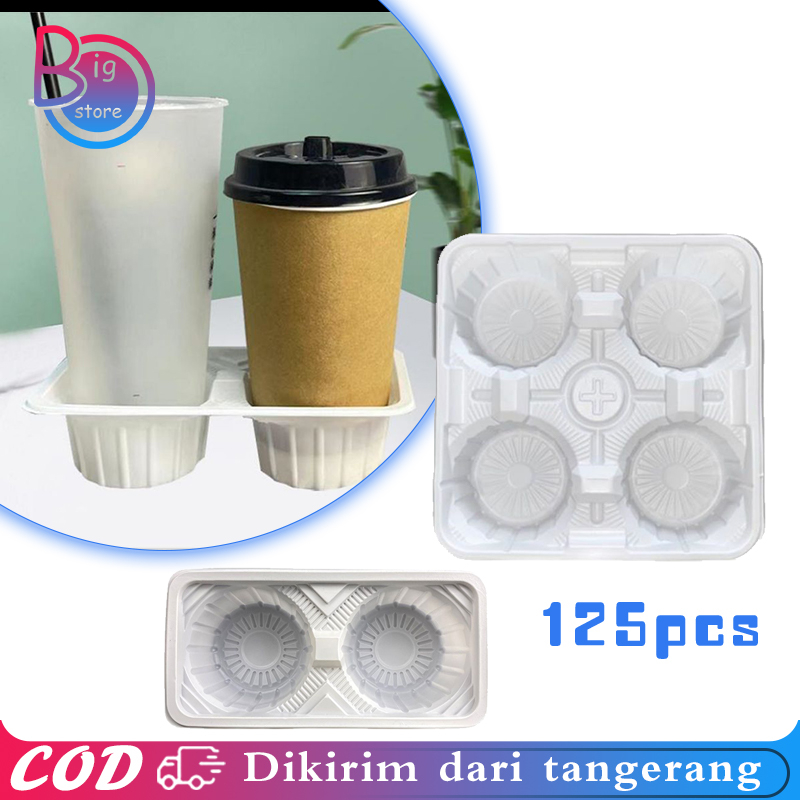 125pcs Cup Tray Holder Plastik Cup Take Away 2 Cup / 4 Cup Tatakan Gelas Take Away