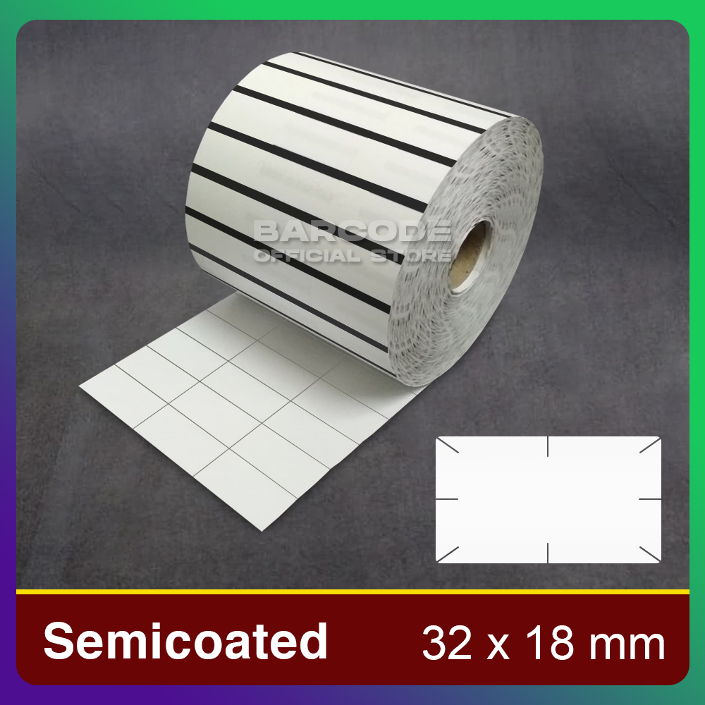 

Label Semicoat Cacah 32x18mm / 32 x 18 / 32x18 mm 3 Line Isi 10000 Pcs