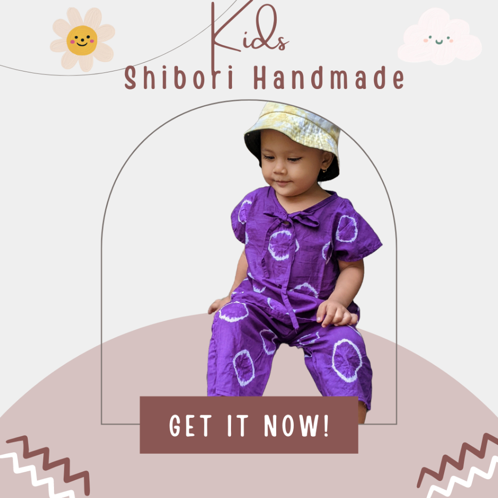 Piyama Anak Katun Shibori Handmade Jumputan Tie Dye Perempuan 2th 3th 6th 7th One Set Pajamas Anak B