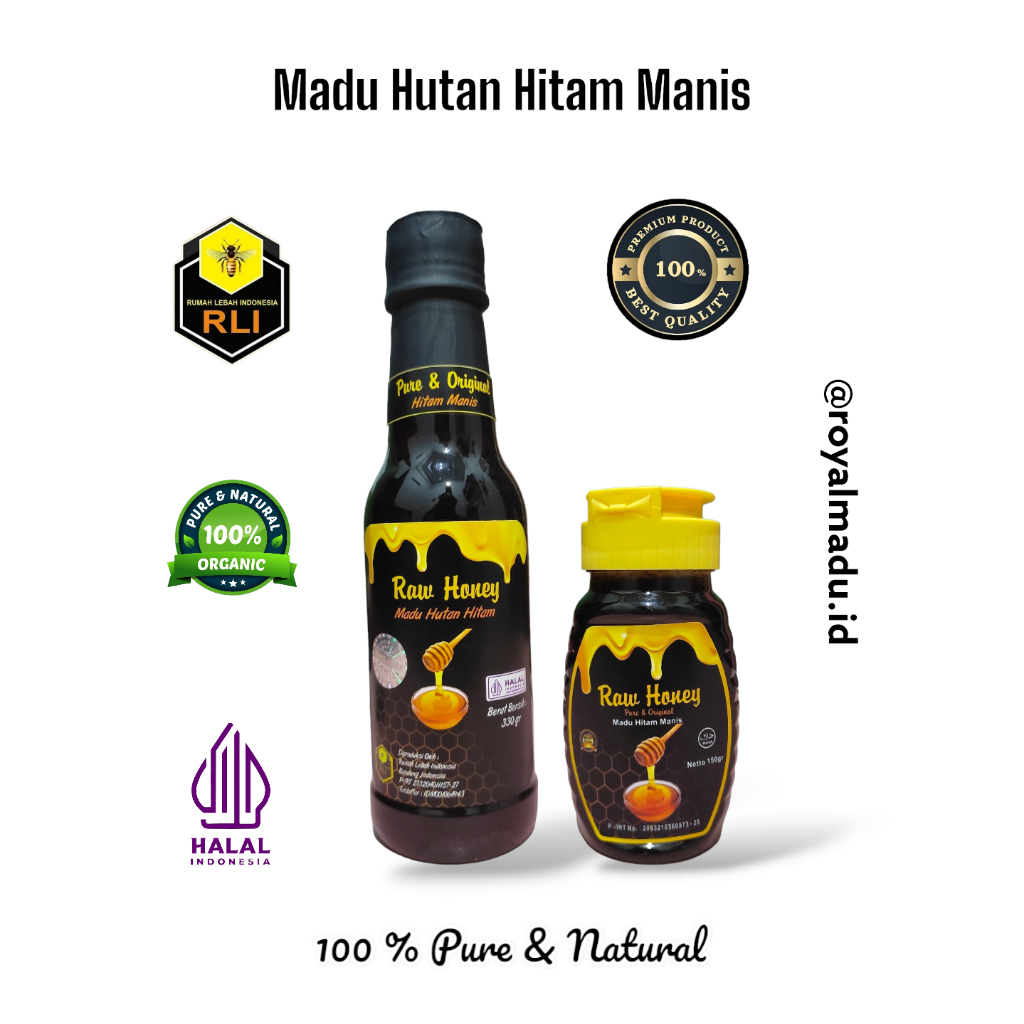 

Madu Rumah Lebah Indonesia Madu Hutan Hitam Manis Premium 100% Murni