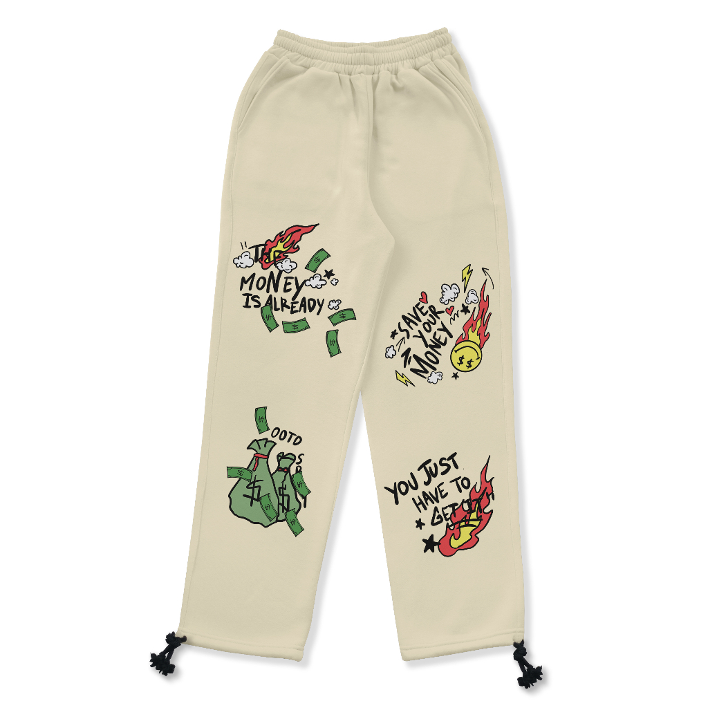 OOTDSUPPLY Loose Pants Dat Money Cream | Celana Panjang Unisex 004