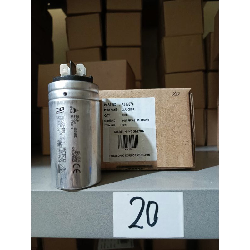 kapasitor ac panasonic 1 pk  20uf kapasitor ac panasonic 1pk capasitor ac panasonic 1pk original