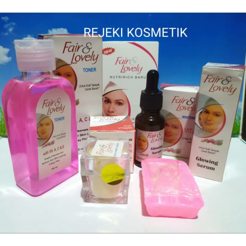 paket fair&lovely 5in1 krim,sabun,serum,toner,bedak