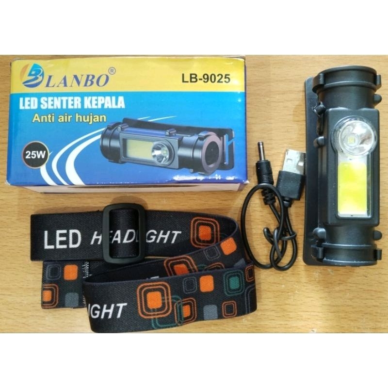 Senter Kepala/Head Lamp Lanbo  25W   LB-9025  Anti Air Hujan/Senter Kepala Super Terang