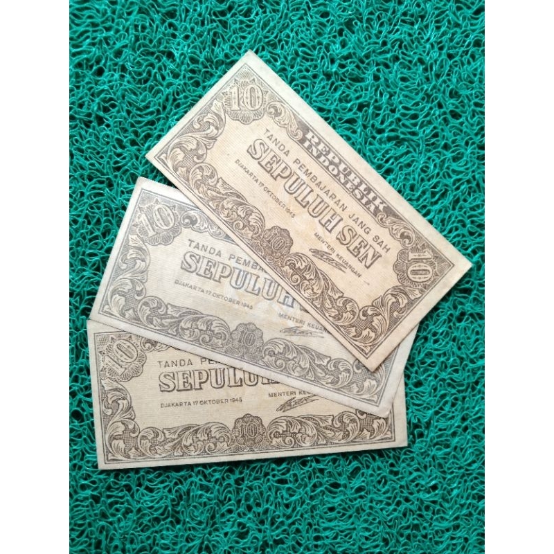 Uang/Kuno/Indonesia/Pecahan/10/Sen/Tahun/1945/Mahar/Nikah/Koleksi/Pajangan.