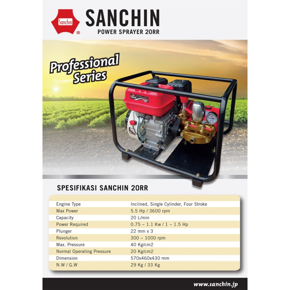 Mesin Power Sprayer 4Tak SET SCN20RR TASCO / Mesin Sprayer Semprotan Sedot Pompa Air Irigrasi Sempro