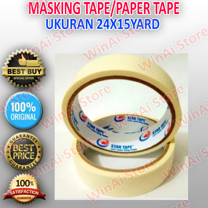 

Lakban kertas / masking star tape 24X15yard (1 pcs)