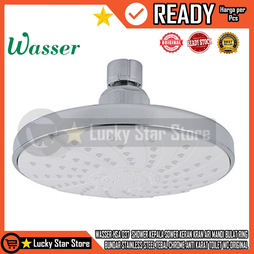 Wasser Shower Head HSA 037 Kepala Handsower Chrome Bulat Set Pancuran Sower Kamar Mandi Toilet Putar