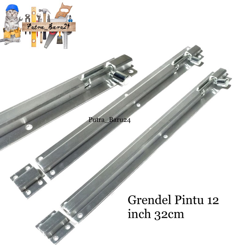 Grendel 12 inch 32 cm / Slot pintu depan daun pintu 2 / Grendel alumunium anti karat tebal dan awet