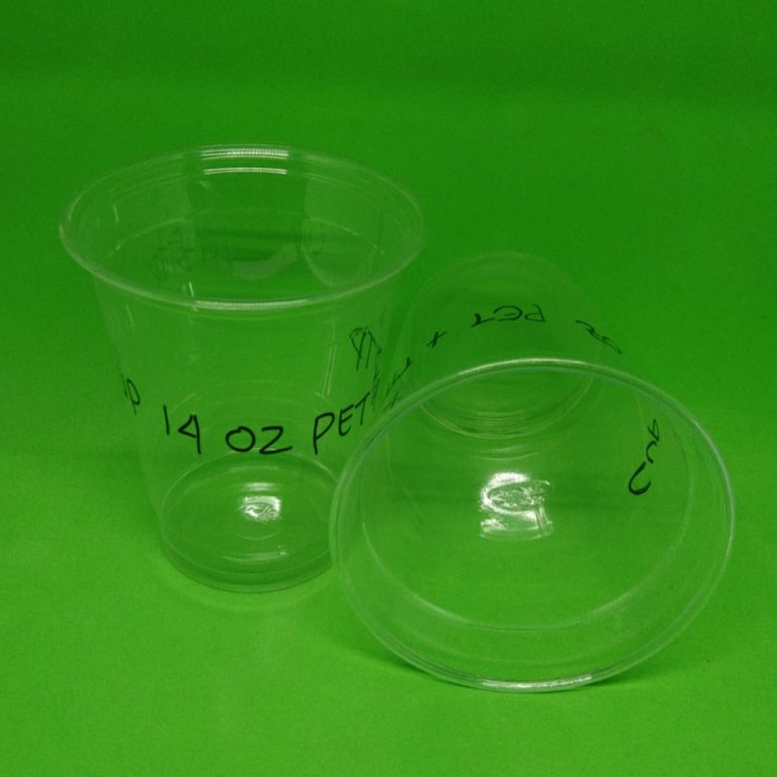 GELAS PLASTIK 14 OZ PET + TUTUP / CUP 14 OZ PET + TUTUP @50 PCS