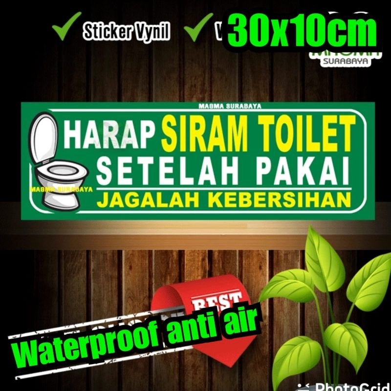 

Stiker tulisan toilet harap di siram kembali setelah pakai Ukuran besar 30x10cm Stiker vynil