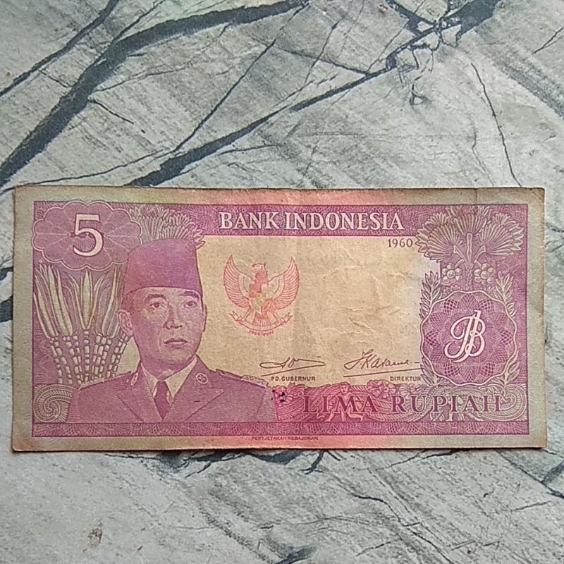 Uang Kertas 5 Rupiah Soekarno