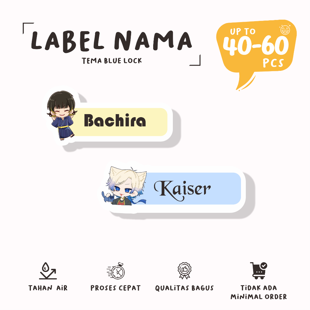 

(40 - 60 pcs) stiker nama BLUE LOCK \murah\stiker buku\custom nama/stiker nama anime