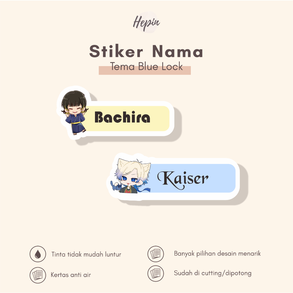 

(90 - 120 pcs) Stiker nama animE BLUE LOCK / Label Nama Custom/label nama amie murah