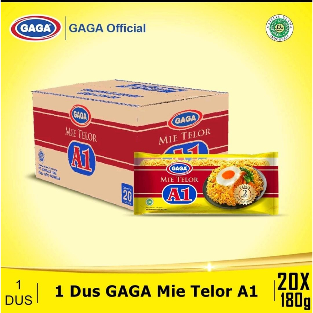 

GAGA MIE TELOR KUNING A1 180gr (1 dus isi 20 bungkus)