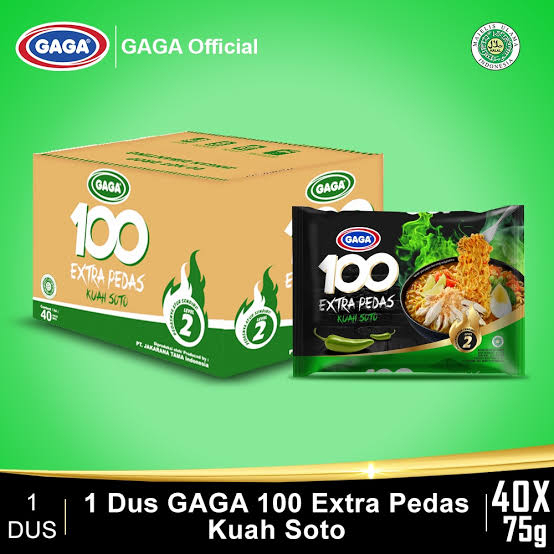 

MIE GAGA 100 XTRA PEDAS KUAH SOTO (1 dus isi 40 bungkus)