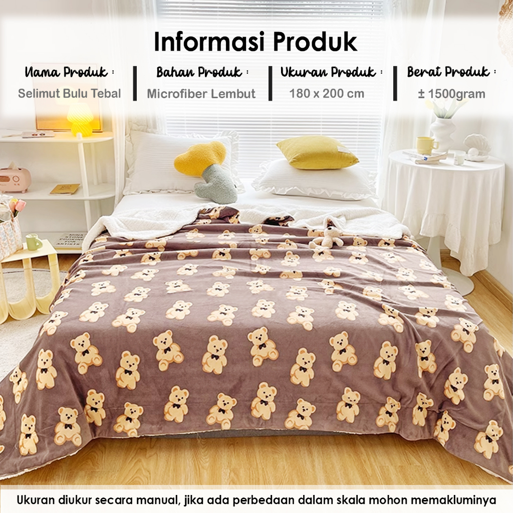 DISKON Hydrociety - Selimut Anak Jumbo Poliester Bulu Halus 180x200cm/150X180cm Motif Hewan -