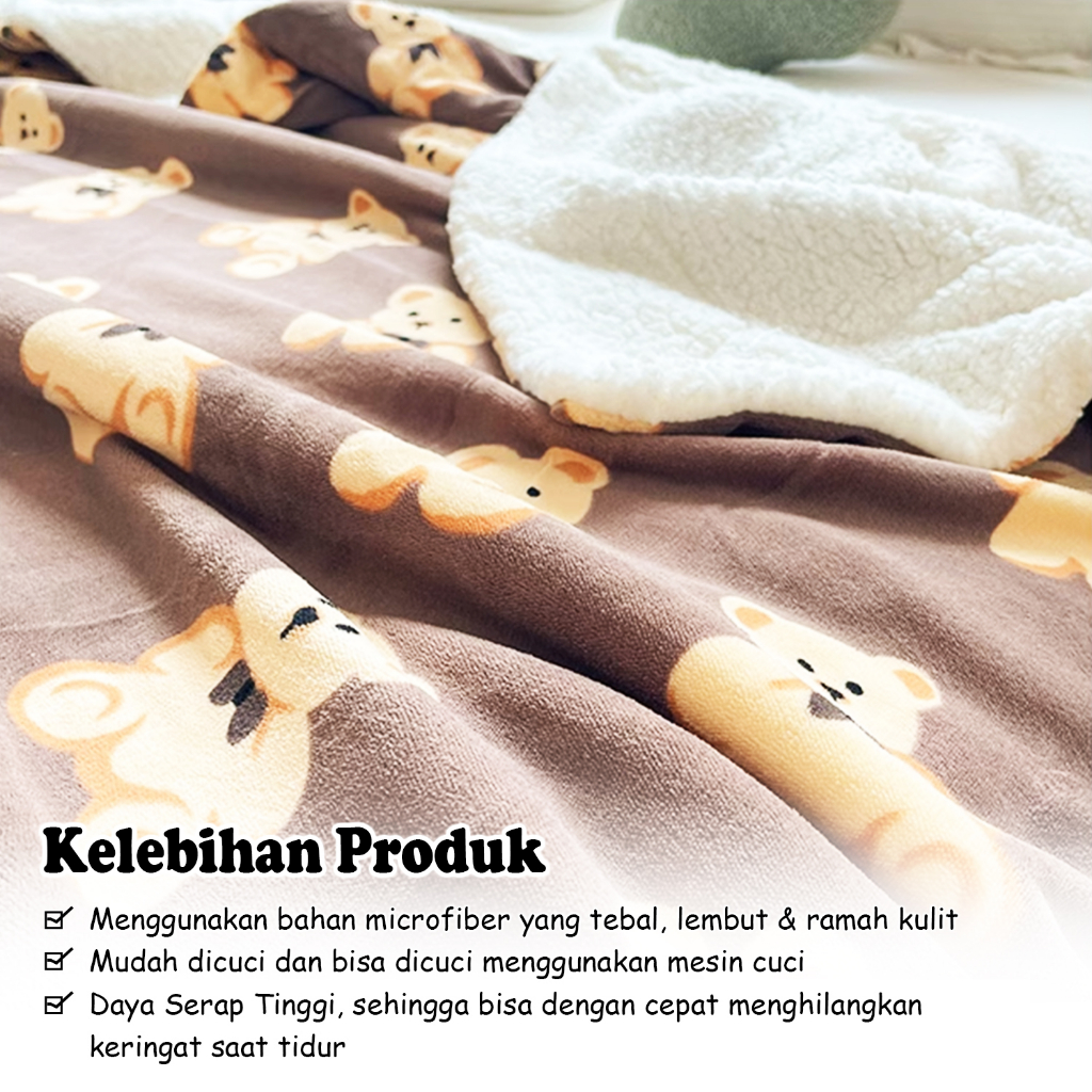 FLASH SALE Hydrociety - Selimut Anak Jumbo Poliester Bulu Halus 180x200cm/150X180cm Motif Hewan -