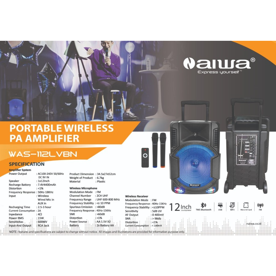 Speaker Portable AIWA WAS-112LVBN
