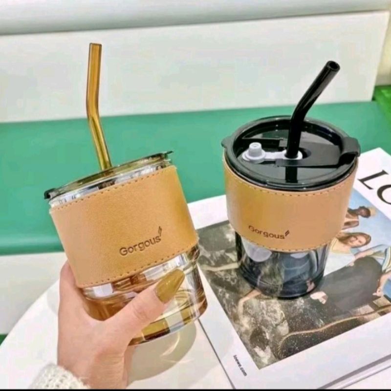 Botol / Tumbler kaca estetik free sedotan