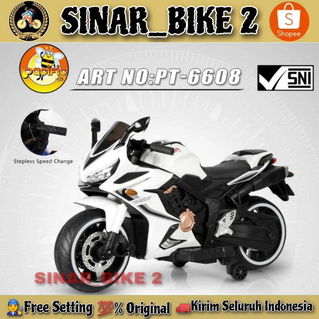 Motor Motoran Aki PACIFIC PT 6608 Jog Kulit Musik Lampu Mainan Anak