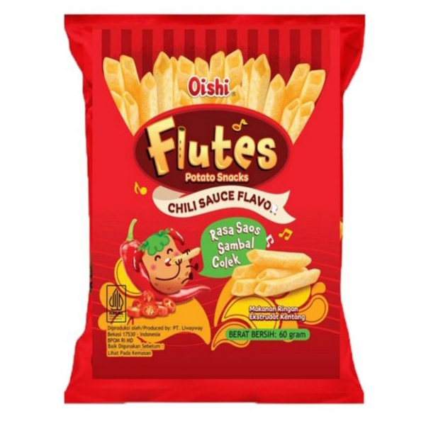 

Oishi Flutes Potato Snack Saus Sambal Colek 60gr