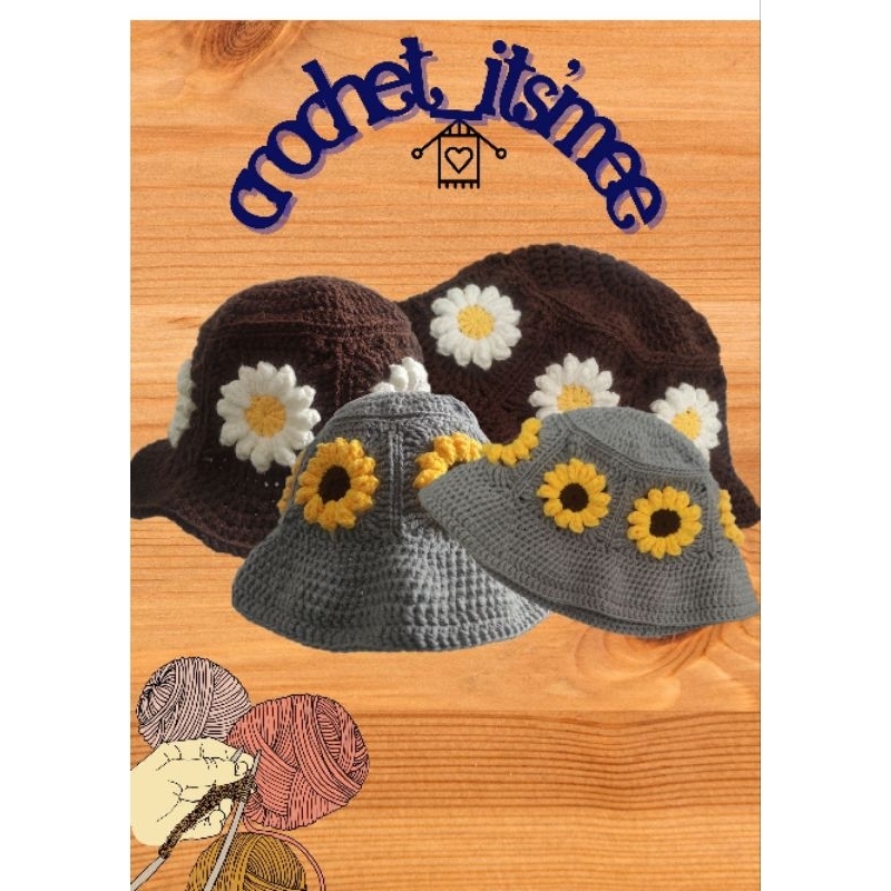 Bucket hat rajut handmade