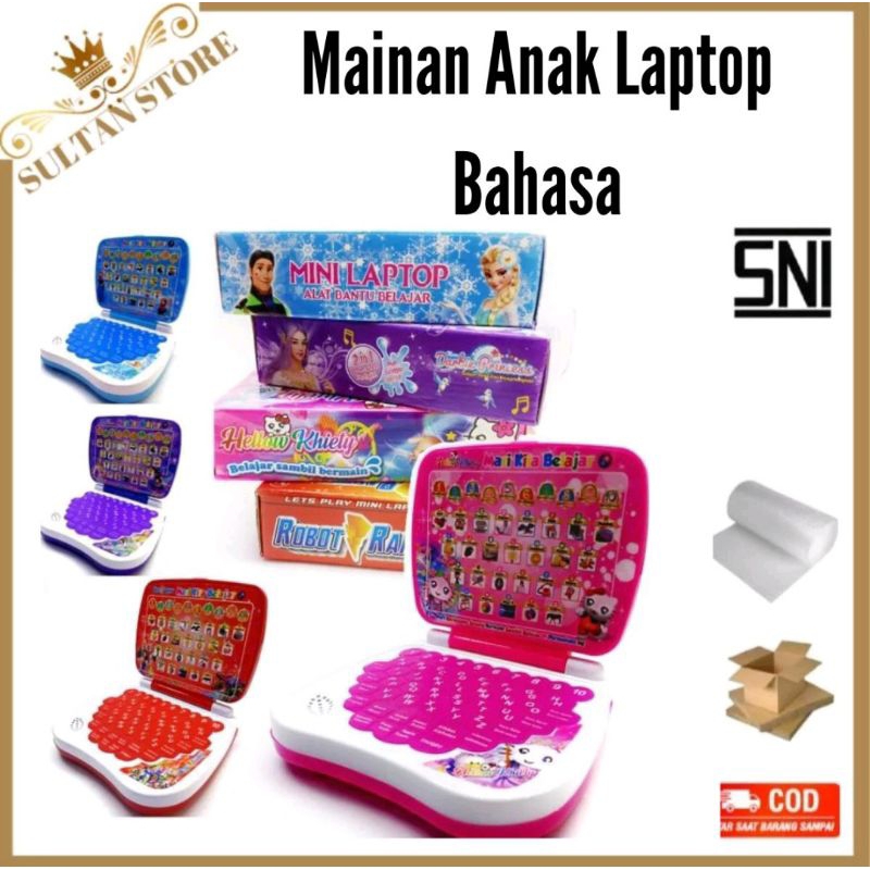 Mainan Laptop Laptopan Edukasi Anak 4 Bahasa Anak perempuan Laki-Laki