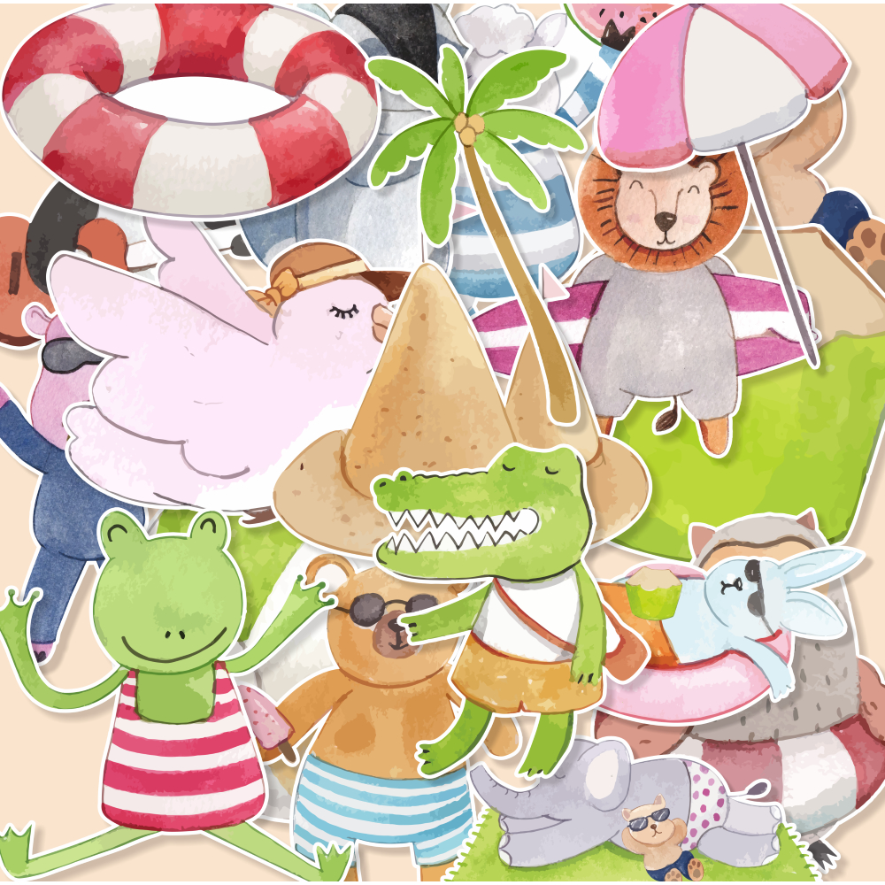 

(20 pcs) murah stiker random satuan tema SUMMER ANIMAL-watercolor/random stiker murah/stiker satuan lucu