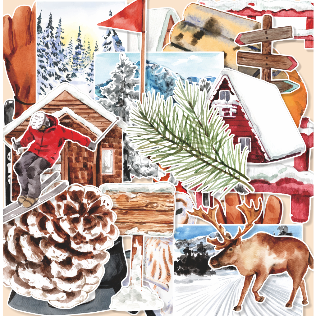 

( 20 pcs ) stiker random satuan WINTER-watercolor/random stiker murah/stiker satuan lucu/random stiker murah