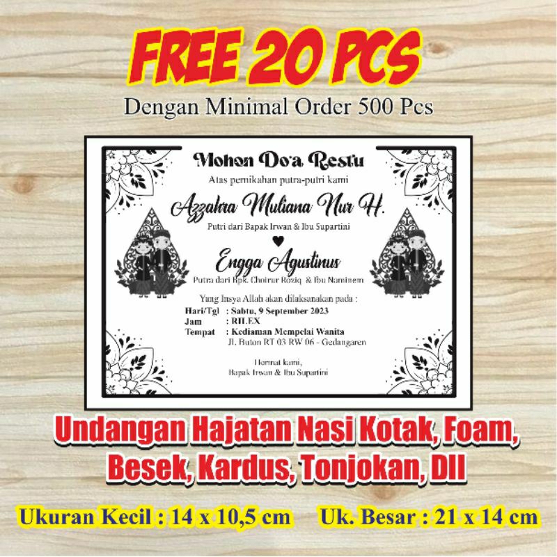 JUAL UNDANGAN HAJATAN NASI KOTAK / TONJOKAN / KHITANAN / FOAM / BESEK / KARDUS DLL