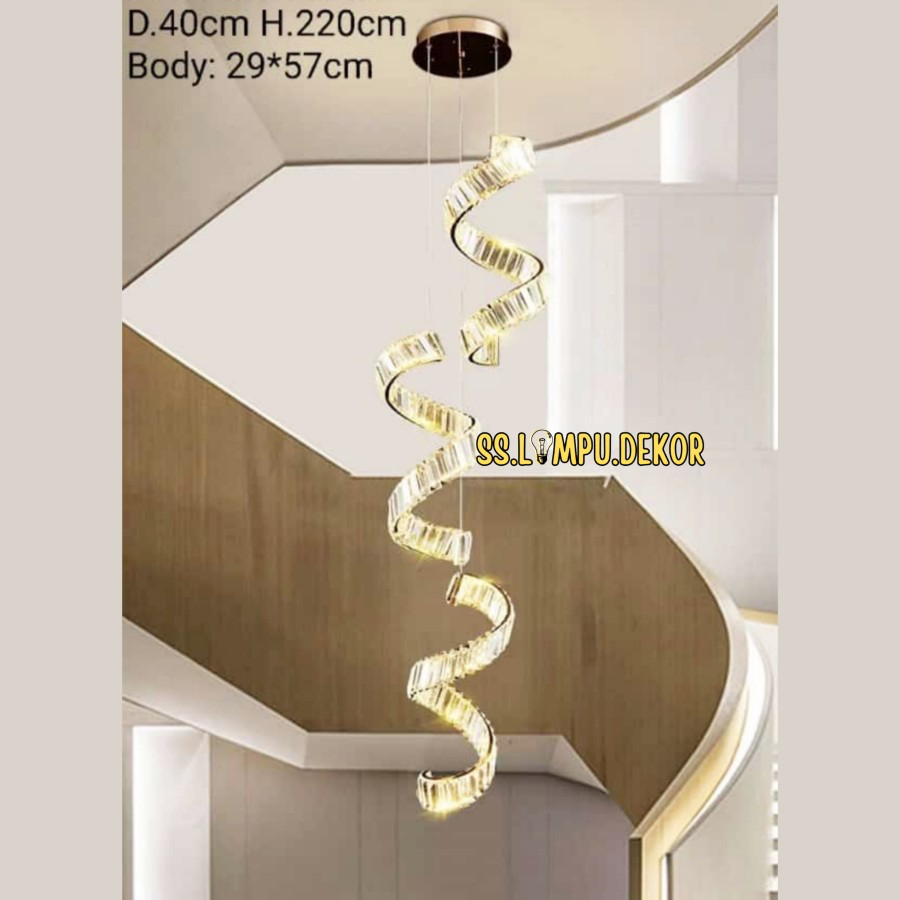 Lampu Gantung Kristal LED Mewah Hias Void Gold Minimalis